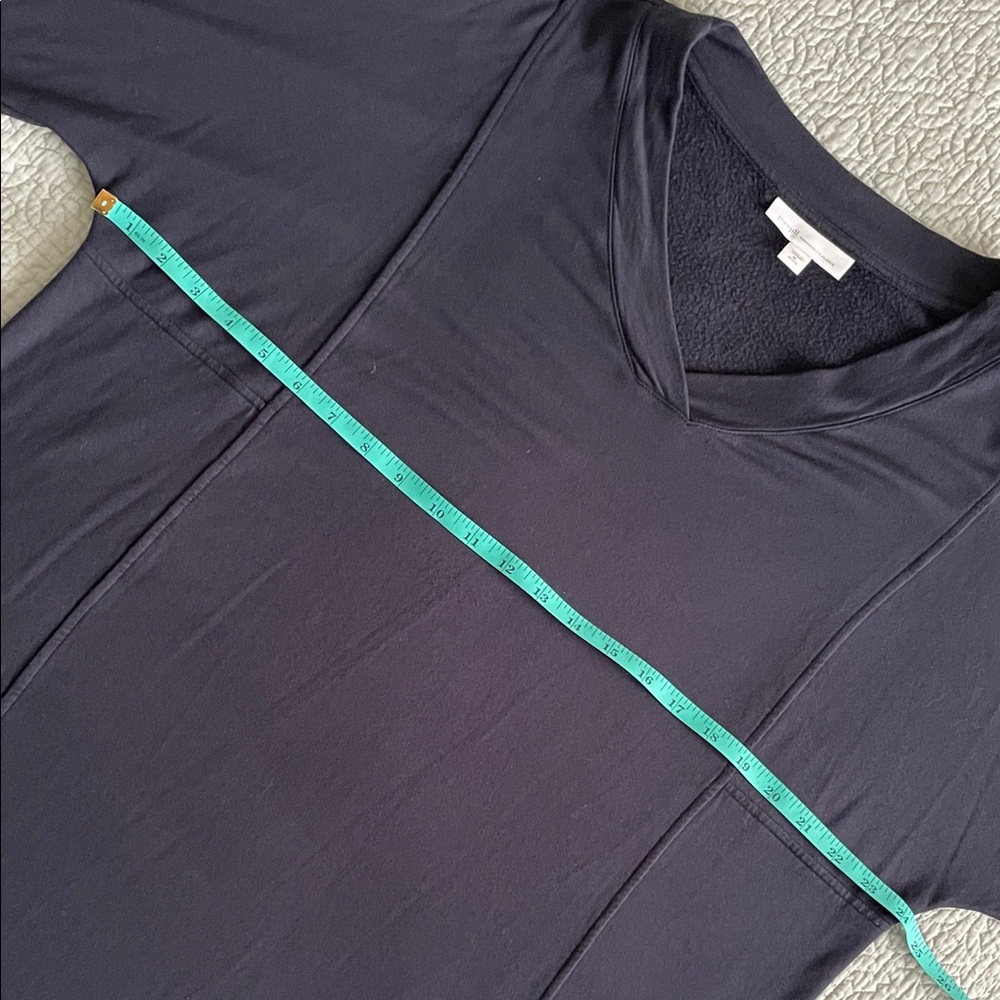 J. Jill Navy Blue Tranquility Fleece V-Neck 3/4 Sleeve Popover Dress Comfort - Picture 5 of 10